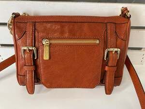 MICHAEL KORS BURNT ORANGE LEATHER SMALL CROSSBODY BAG